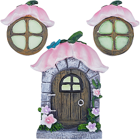 Resin Fairy Gnome Window and Door Sculpture, for Garden Tree Decoration