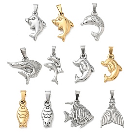 304 подвески из нержавеющей стали, ионное покрытие, подвески в форме рыб
