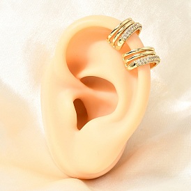 Brass Micro Pave Cubic Zirconia Cuff Earrings for Women, Long-Lasting Plated, Cadmium Free & Lead Free, Real 18K Gold Plated