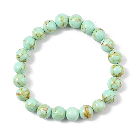 Синтетический бирюзовый бисером стрейч-браслет, круглые