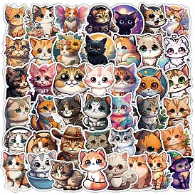 53Pcs Cat World PVC Paper Decorative Stickers, Vinyl Waterproof Decals, for Water Bottles Laptop Phone Skateboard Decoration