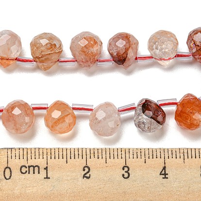 Natural Red Hematoid Quartz/Ferruginous Quartz Beads Strands, Faceted, Top Drilled, Teardrop