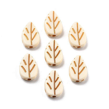 Хрустящие непрозрачные акриловые бусины, имитация бирюзовый, лист