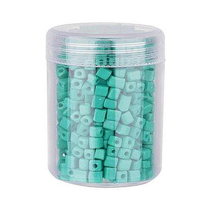 Opaque Colors Glass Seed Beads, Round Hole, Cube