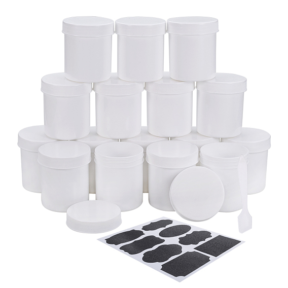 BENECREAT Plastic Bead Containers Making, with Face Mask Cream Spoon Plastic Stick, Chalkboard Sticker Labels