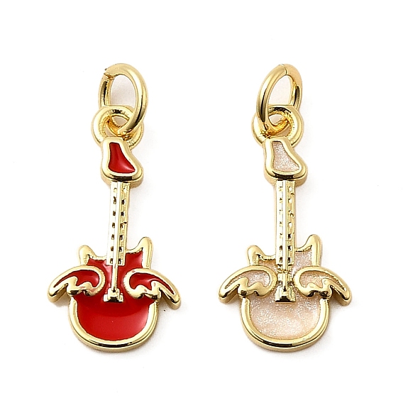 Латунь эмаль подвески, долговечный, без свинца и без кадмия, с целью перехода в кольце, гитарный шарм, стойки покрытие, реальный 18 k позолоченный