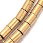 Electroplated Non-magnetic Synthetic Hematite Bead Strands, Column, 2x2mm, Hole: 1mm, about 189pcs/strand, 15.7 inch