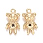 Rack Plating Brass Pendants,  Long-Lasting Plated, Lead Free & Cadmium Free, Bear