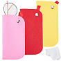 3Pcs 3 Colors Rectangle Felt Eyeglass Case, with 3Pcs Suede Fiber Glasses Cleaning Cloth