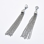 304 Stainless Steel Tassels Big Pendant, with Lobster Claw Clasps, Decorations