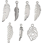 32Pcs 8 Style 201 Stainless Steel Links Connectors, Feather