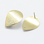 Brass Drawbench Stud Earring Findings, with Loop, Long-Lasting Plated, Real 18K Gold Plated, Nickel Free, Teardrop