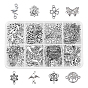 220Ppcs 8 Style Tibetan Style Links Connectors, Flower & Clover & Flat Round & Lotus Flower& Butterfly & Flamingo & Bird