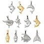 304 Stainless Steel Pendants, with 201  Stainless Steel Ice Pick Pinch Bails, Fish Shape Charms