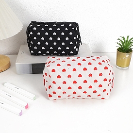 Polyester Wallet, Makeup Bag, with Zipper, Rectangle, Heart