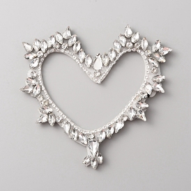 Hollow Heart Handicraft Beading Felt Appliques, with Rhinestone, Costume Accessories, Sewing Craft Decoration