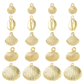 20 шт 5 стили подвески из сплава, Тема океана, без свинца, без никеля и без кадмия, форма раковины каури