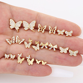 Gothic Micro Inlaid Zircon Butterfly Stud Earrings - Fashionable and Luxurious Ear Jewelry
