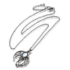 Ожерелья с подвеской из натурального лунного камня в стиле бохо с цинковым сплавом