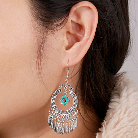 EA1335 Jewelry Fashion Retro Geometric Tassel Earrings Ethnic Flower Earrings Women