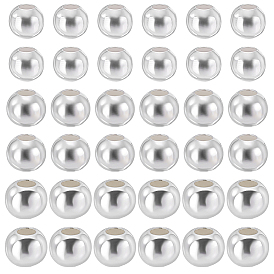 90Pcs 3 Styles 925 Sterling Silver Beads, Round