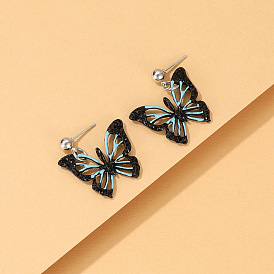 Personality Butterfly Earrings Fashion Retro Hollow Butterfly Pendant Earrings Stud Earrings Women