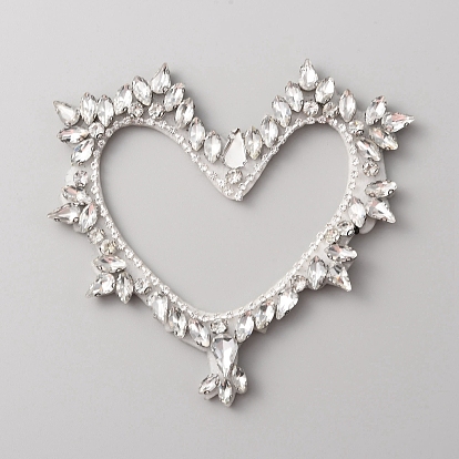 Hollow Heart Handicraft Beading Felt Appliques, with Rhinestone, Costume Accessories, Sewing Craft Decoration