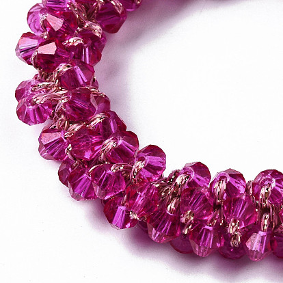 Faceted Transparent Glass Beads Stretch Bracelets, Torsade Bracelets, Bicone