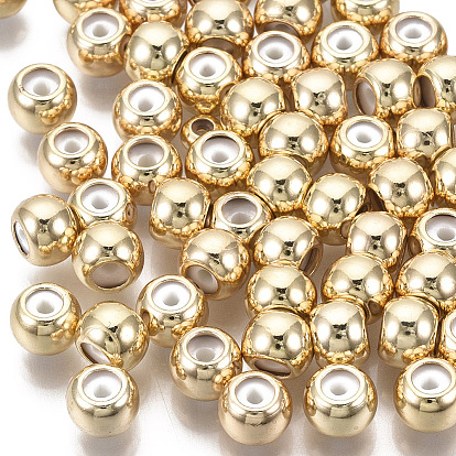 Brass Beads, with Rubber Inside, Slider Beads, Nickel Free, Round