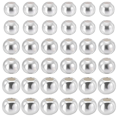 90Pcs 3 Styles 925 Sterling Silver Beads, Round