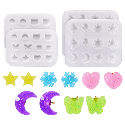 4 moules en silicone pour boucles d'oreilles bricolage, formes mixtes