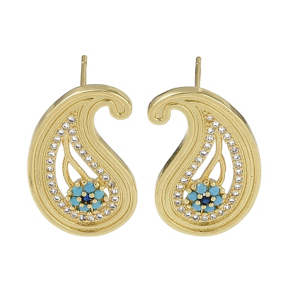 Boucles d'oreilles en laiton plaqué en crémaillère avec zircones cubiques, plaqué longue durée, sans plomb et sans cadmium, larme