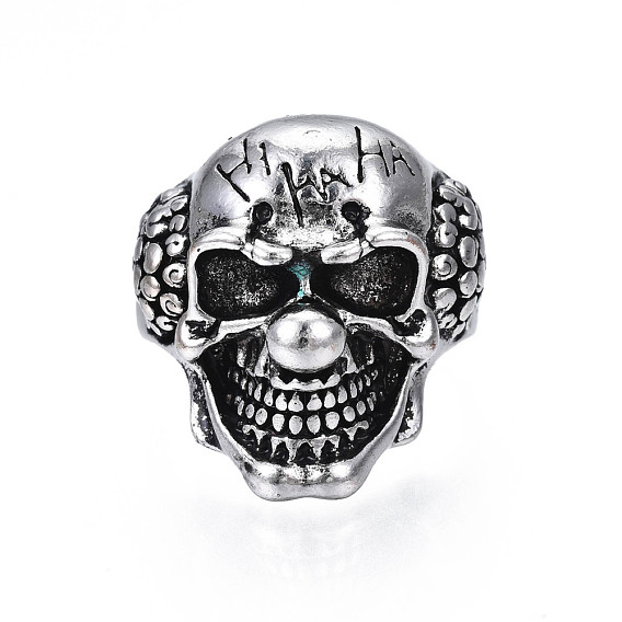 Gothic Punk Skull Alloy Open Cuff Ring for Men Women, Cadmium Free & Lead Free