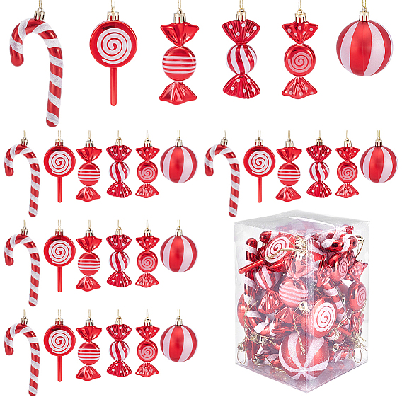 30шт. пластиковые подвесные украшения на рождественскую тематику для украшения вечеринки, леденец леденец трость