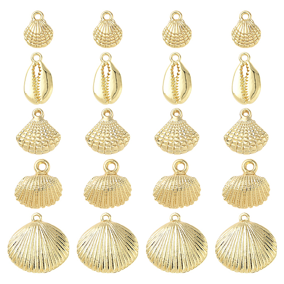 20 шт 5 стили подвески из сплава, Тема океана, без свинца, без никеля и без кадмия, форма раковины каури