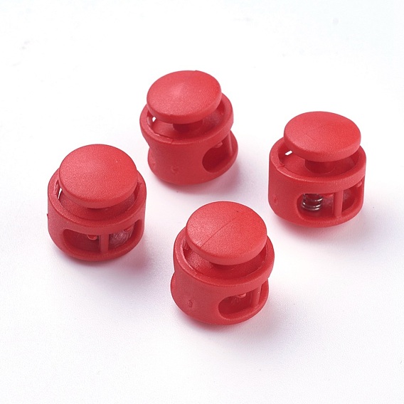 Plastic Spring Cord Locks, with Iron Findings