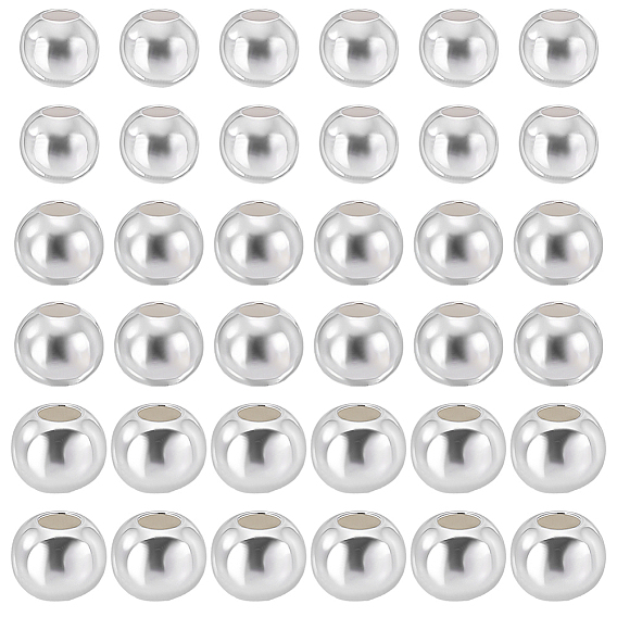 90Pcs 3 Styles 925 Sterling Silver Beads, Round