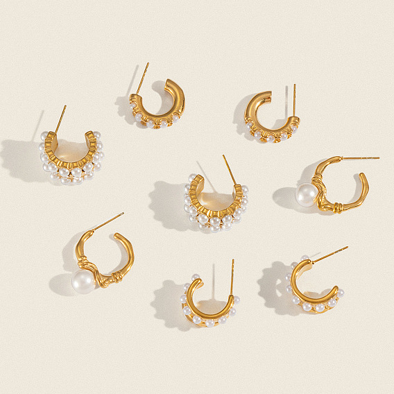 304 из нержавеющей стали серьги, с имитацией жемчуга