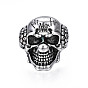 Gothic Punk Skull Alloy Open Cuff Ring for Men Women, Cadmium Free & Lead Free