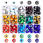 225 Pcs 15 Colors Handmade Evil Eye Lampwork Round Beads