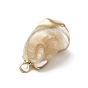 Natural Trochus Shell Pendants, Nuggets Charms, with Light Gold Tone Brass Findings