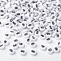 Flat Round Acrylic Beads, Number , 7x4mm, Hole: 1.2mm, about 3500pcs/500g