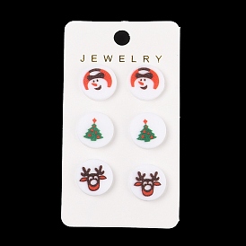 Christmas Theme Acrylic Stud Earrings for Women, with Steel Needle, Snowman/Christmas tree/Deer, Platinum