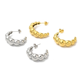 304 Stainless Steel Crescent Moon Stud Earrings, Half Hoop Earrings