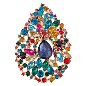 1броши из поликарбонатного сплава со стразами, слеза, светлое золото/платина