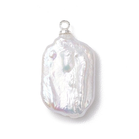 Натуральный жемчуг барокко подвески с жемчугом кеши, прямоугольные подвески с латунными дужками, белые