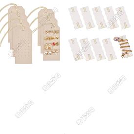 6pcs cartes de présentation de collier en similicuir PU, avec 4 pcs cartes d'affichage de boucle d'oreille, rectangle