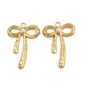 304 подвески из нержавеющей стали, с абс пластмассовой имитационной жемчужиной, ионное покрытие (ip), очарование бантом