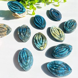 Natural Labradorite Carved Healing Source of Life Figurines, Reiki Energy Stone Display Decorations