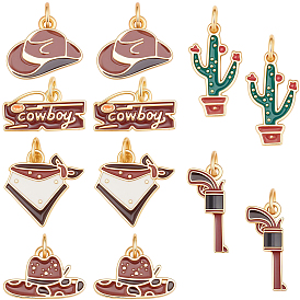 12 шт 6 стили латунные эмалевые подвески, с целью перехода в кольце, без свинца и без кадмия, долговечный, стойки покрытие, реальный 18 k позолоченный